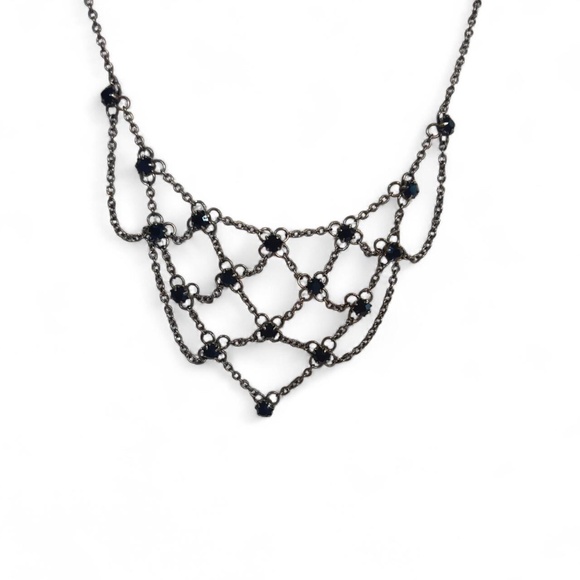 1928 Jewelry - 1928 JEWELRY Webbed Necklace with Black Beads